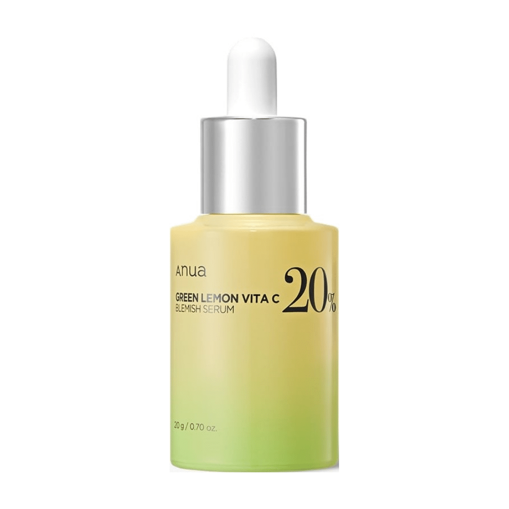 Μπουκάλι με ANUA Green Lemon Vita C Blemish Serum, περιέχει 20% βιταμίνη C.