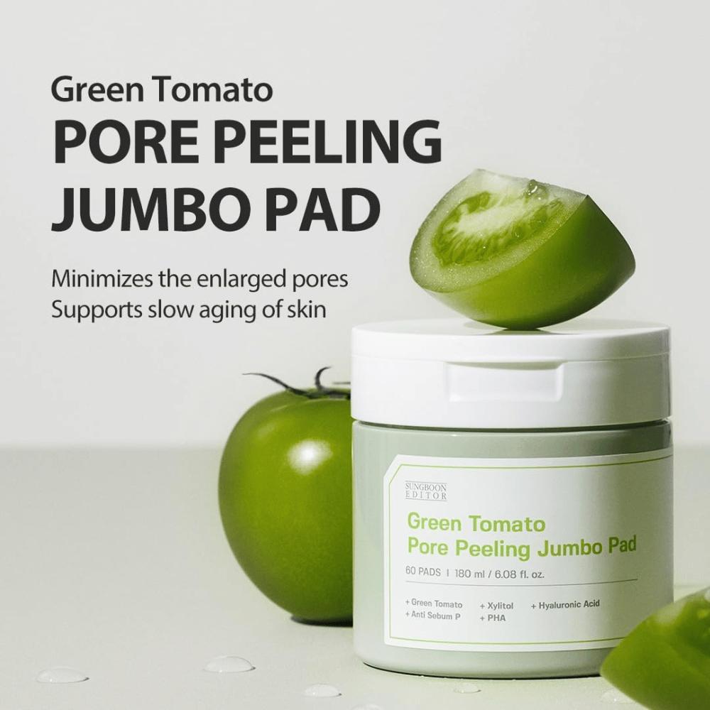 SUNGBOON EDITOR Green Tomato Pore Peeling Jumbo Pad – απολεπιστικά pads για πόρους και πιο ομοιόμορφη υφή δέρματος