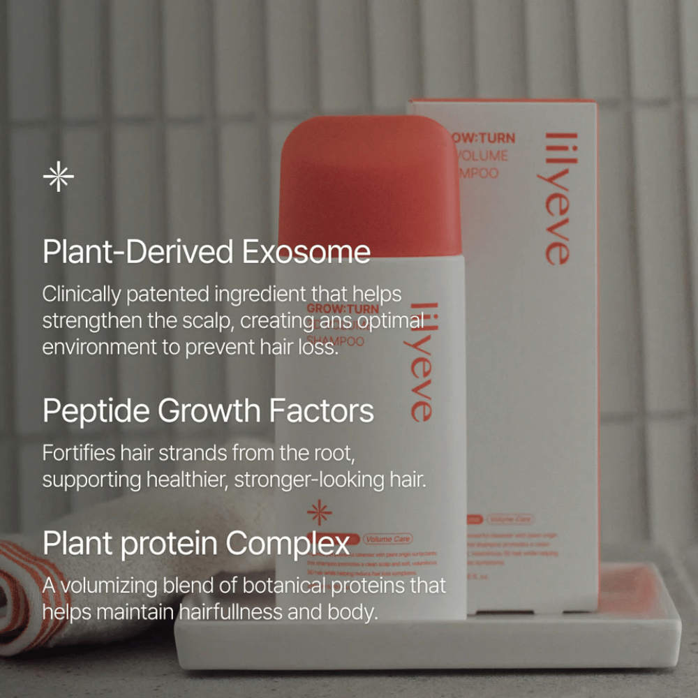 LILYEVE Grow:Turn Exosome 3D Volume Brush Shampoo με κλινικά ανεπτυγμένη φόρμουλα για το τριχωτό της κεφαλής και όγκο