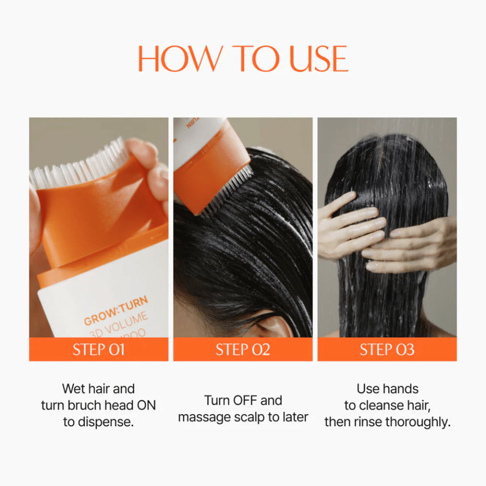 LILYEVE Grow:Turn Exosome 3D Volume Brush Shampoo με ενσωματωμένη βούρτσα μασάζ για περιποίηση του τριχωτού της κεφαλής