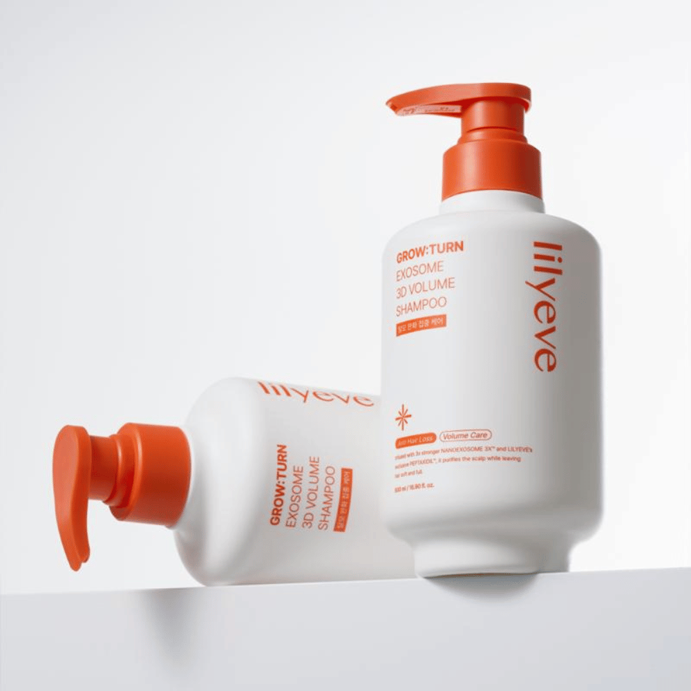 LILYEVE Grow:Turn Exosome 3D Volume Shampoo σε μπουκάλι με αντλία 500 ml για καθημερινή περιποίηση του τριχωτού της κεφαλής