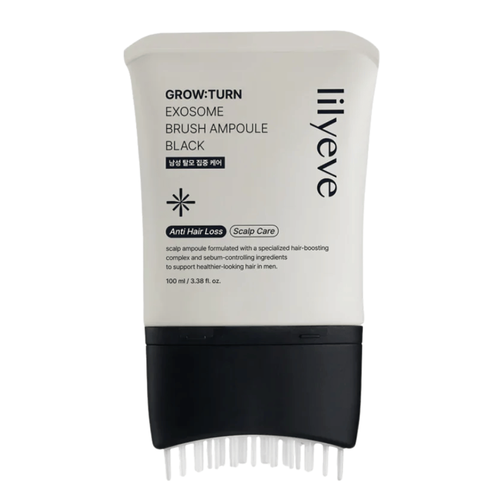 Απομονωμένη εικόνα προϊόντος του LILYEVE Grow:Turn Exosome Brush Ampoule Prime σε λευκό φόντο. Ο ενσωματωμένος εφαρμοστής με βούρτσα διευκολύνει την εφαρμογή του serum απευθείας στο τριχωτό της κεφαλής για καθημερινή φροντίδα μαλλιών και τριχωτού.