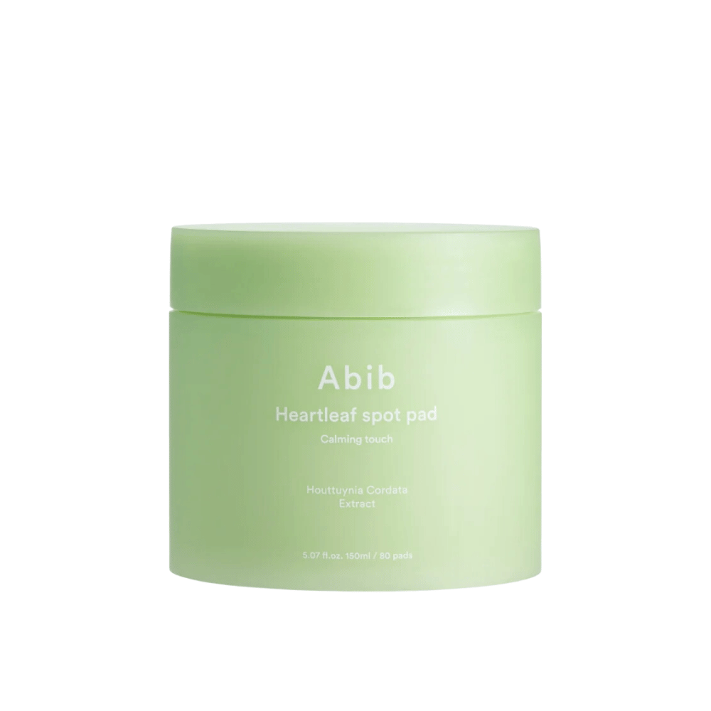 Βάζο με Abib Heartleaf Spot Pad Calming Touch, καταπραϋντικά επιθέματα περιποίησης δέρματος με εκχύλισμα Houttuynia Cordata.