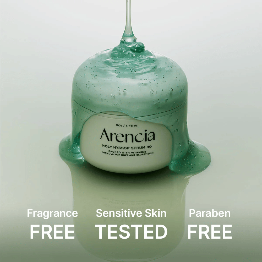 Arencia Holy Hyssop Serum 30 – θρεπτικός ορός σε μορφή τζελ με βιταμίνες, χωρίς άρωμα και parabens, δερματολογικά δοκιμασμένος για ευαίσθητο δέρμα.