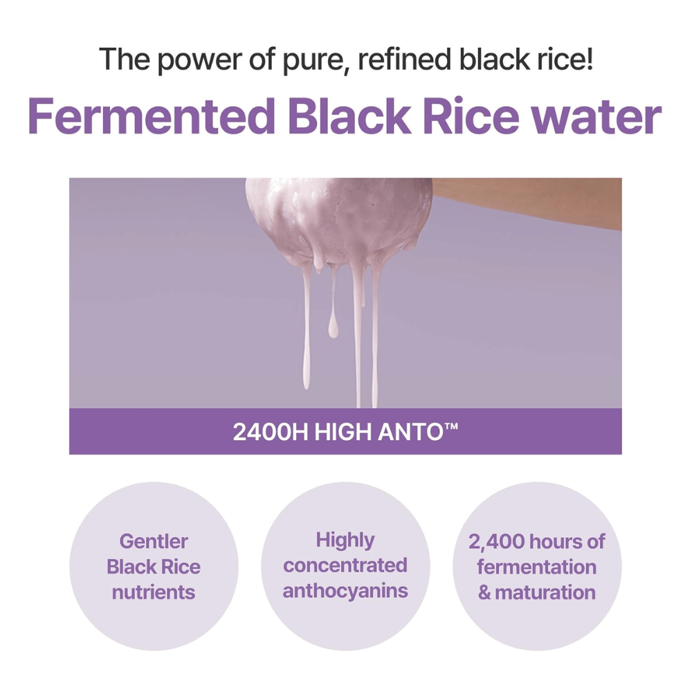 I'm From Black Rice Toner με ζυμωμένο νερό μαύρου ρυζιού. Εικονογράφηση των ιδιοτήτων του συστατικού και της διαδικασίας ζύμωσης.