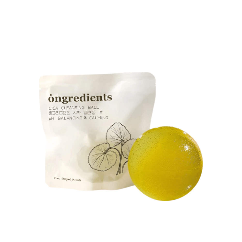 Ongredients Jeju Cica Cleansing Ball – φυσική σφαίρα καθαρισμού με centella asiatica που εξισορροπεί το pH και καταπραΰνει το δέρμα.