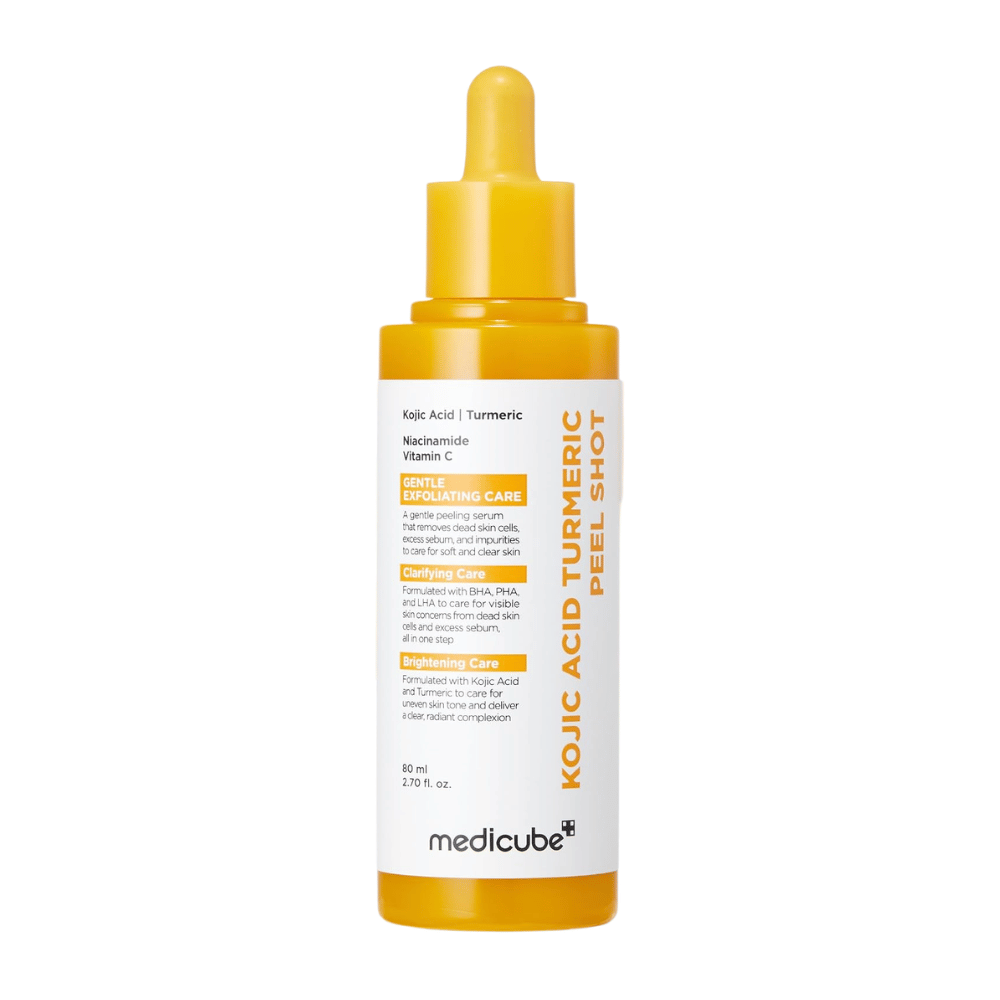 Medicube Kojic Acid Turmeric Peel Shot 80 ml – απολεπιστικό πίλινγκ με κοζικό οξύ, κουρκουμά, νιασιναμίδη και βιταμίνη C.