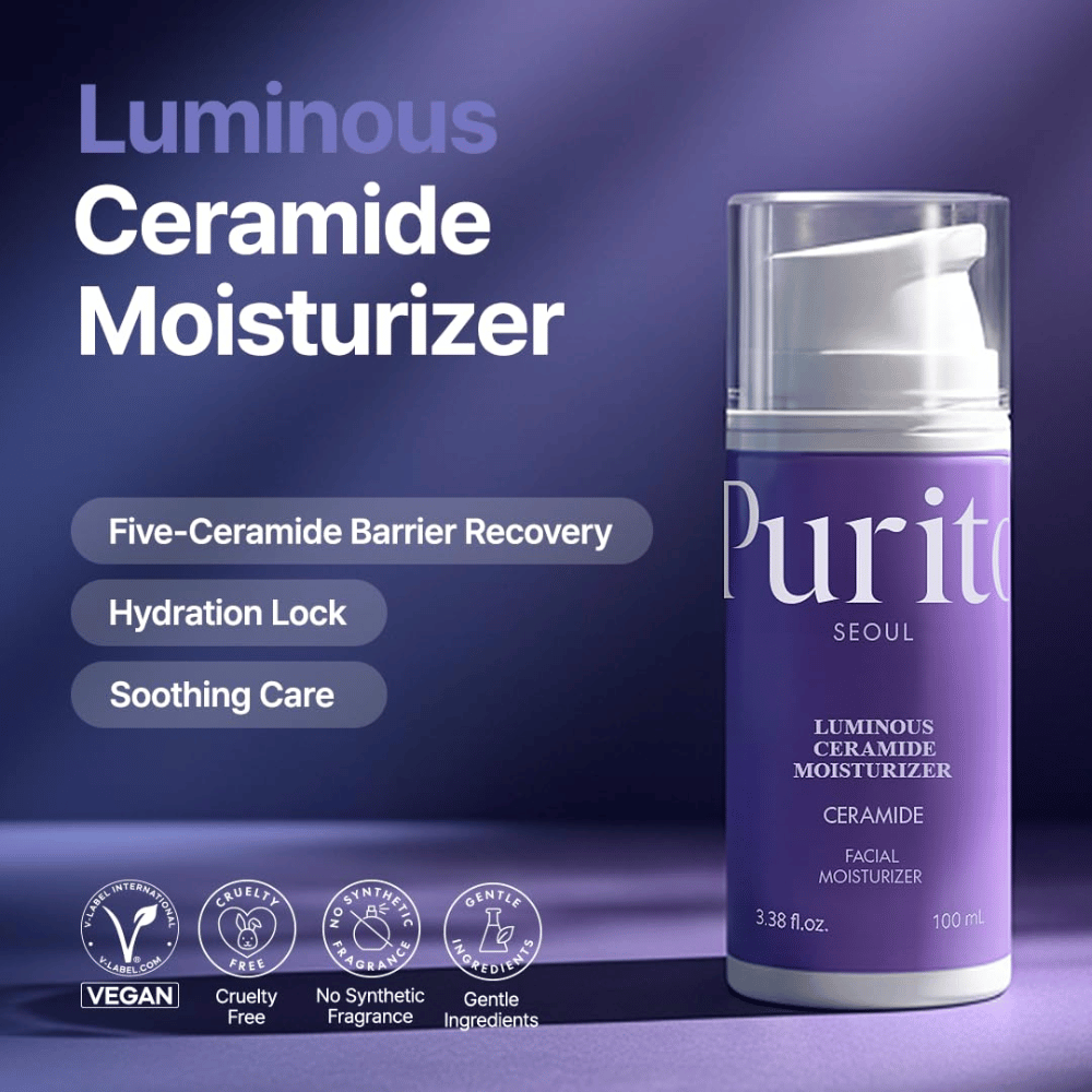 Purito Luminous Ceramide Moisturizer – κορεατική κρέμα προσώπου με κεραμίδια που βοηθά στην αποκατάσταση του φραγμού του δέρματος, κλειδώνει την υγρασία και προσφέρει ομοιόμορφη υφή δέρματος.