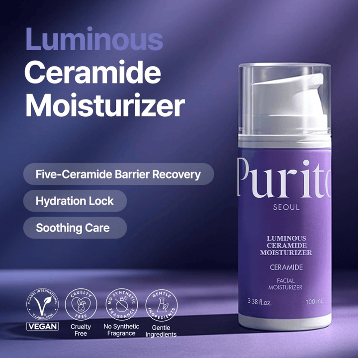 Purito Luminous Ceramide Moisturizer – κορεατική κρέμα προσώπου με κεραμίδια που βοηθά στην αποκατάσταση του φραγμού του δέρματος, κλειδώνει την υγρασία και προσφέρει ομοιόμορφη υφή δέρματος.