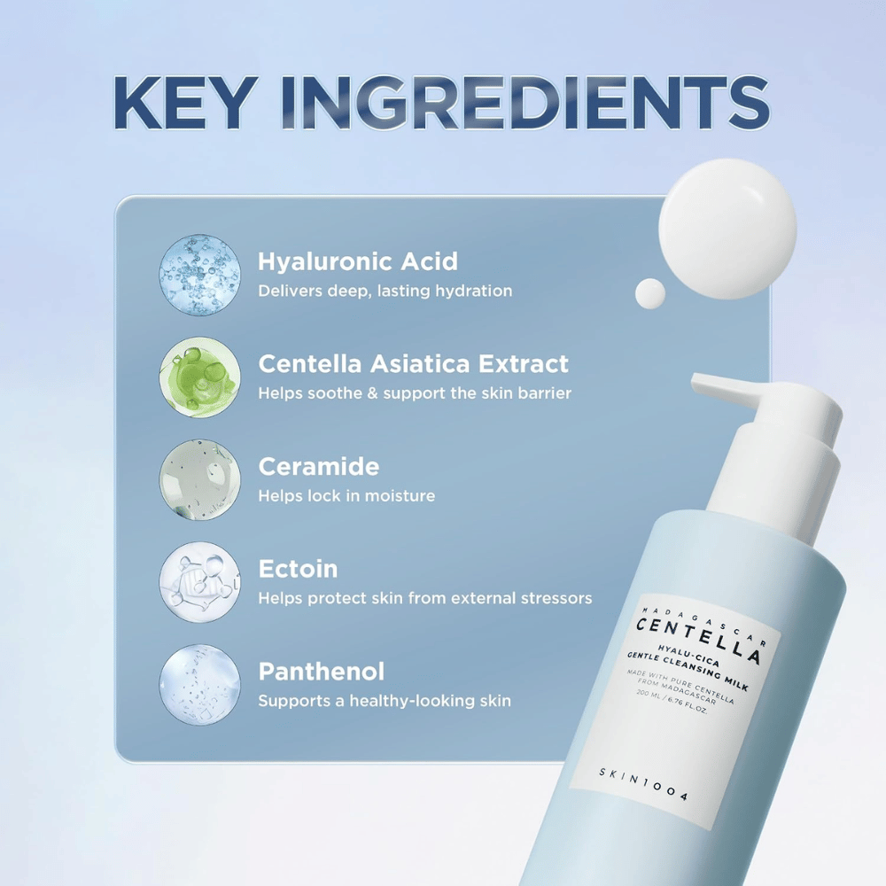 SKIN1004 Madagascar Centella Hyalu-Cica Gentle Cleansing Milk – υαλουρονικό οξύ, centella, κεραμίδια, ectoin και πανθενόλη