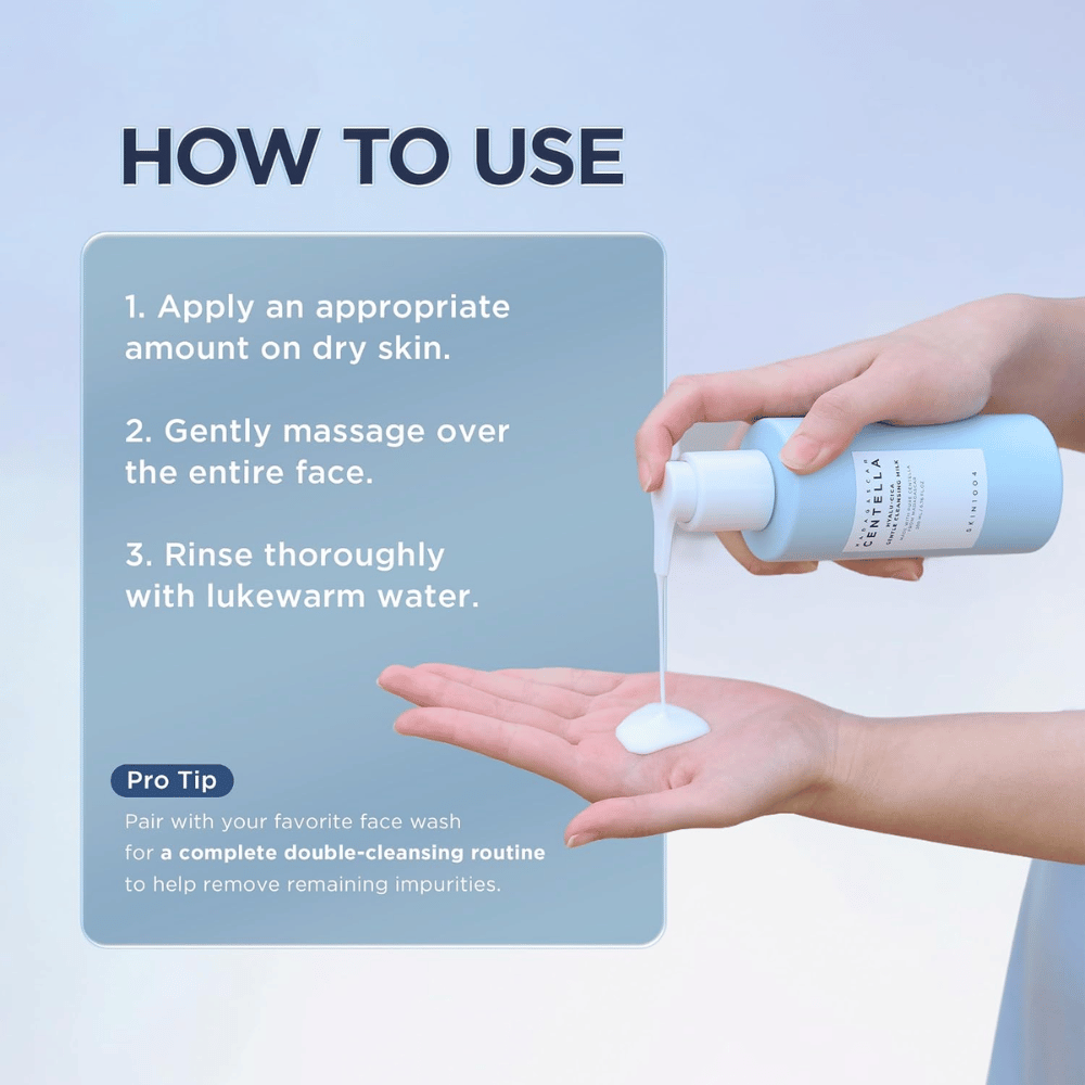 SKIN1004 Madagascar Centella Hyalu-Cica Gentle Cleansing Milk – πώς να χρησιμοποιήσετε το γαλάκτωμα καθαρισμού