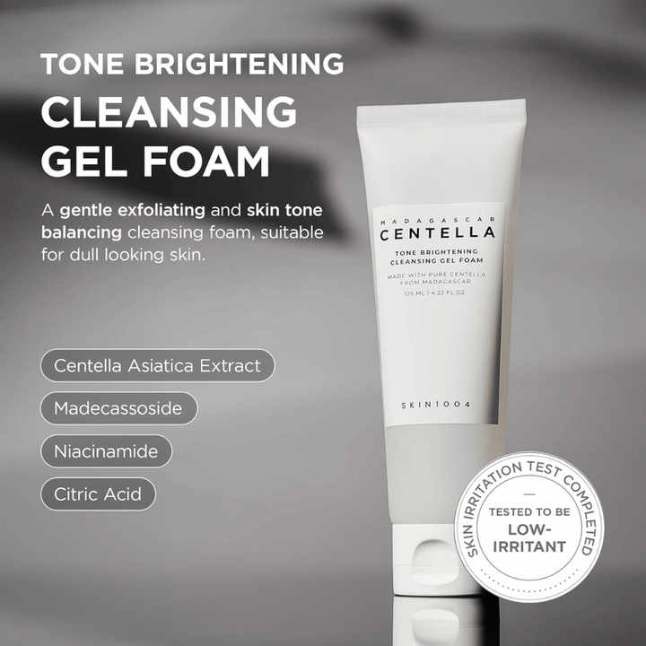 Ενημερωτική εικόνα που παρουσιάζει τις σημαντικότερες ιδιότητες του καθαριστικού τζελ. Η έμφαση δίνεται στον απαλό καθαρισμό, την ενυδάτωση και τη σύνθεση gel-to-foam που καθαρίζει την επιδερμίδα χωρίς να την αφήνει ξηρή.