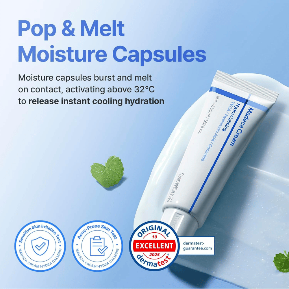 1. Centellian24 Madeca Cream Hydra Calming – ενυδατική κρέμα προσώπου με δροσιστικές κάψουλες υγρασίας για ευαίσθητο δέρμα
