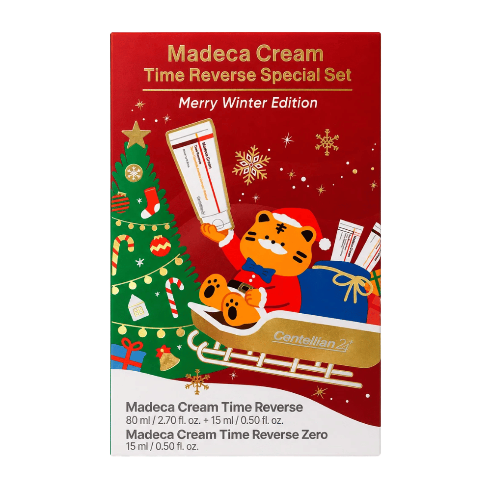 1. Centellian24 Madeca Cream Time Reverse Special Set Merry Winter Edition – χριστουγεννιάτικο σετ περιποίησης δέρματος σε κόκκινη συσκευασία δώρου