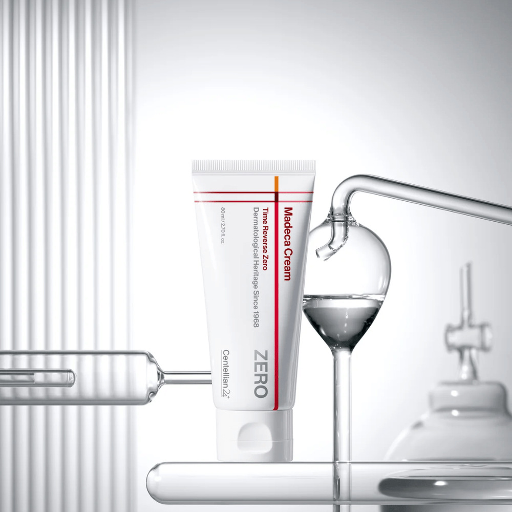 MADECA Cream Time Reverse Zero από Centellian24 σε κλινικό περιβάλλον – κορεάτικη κρέμα προσώπου αναπτυγμένη για να ενισχύει τον φραγμό του δέρματος και να προσφέρει καταπραϋντική, επανορθωτική φροντίδα.