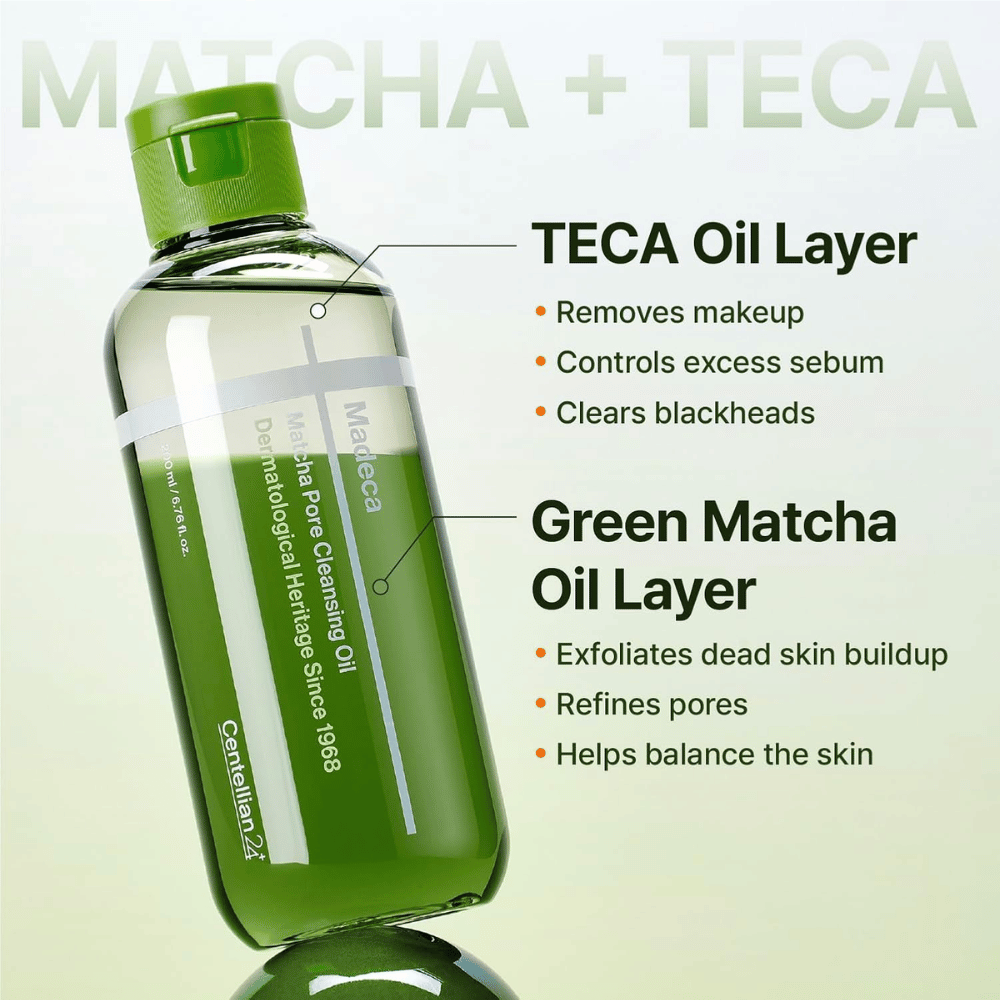 Centellian24 Madeca Matcha Pore Cleansing Oil με διφασική φόρμουλα που διαλύει το μακιγιάζ και το σμήγμα