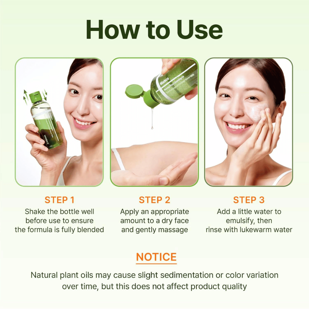 Centellian24 Madeca Matcha Pore Cleansing Oil οδηγός χρήσης για τον καθαρισμό της επιδερμίδας