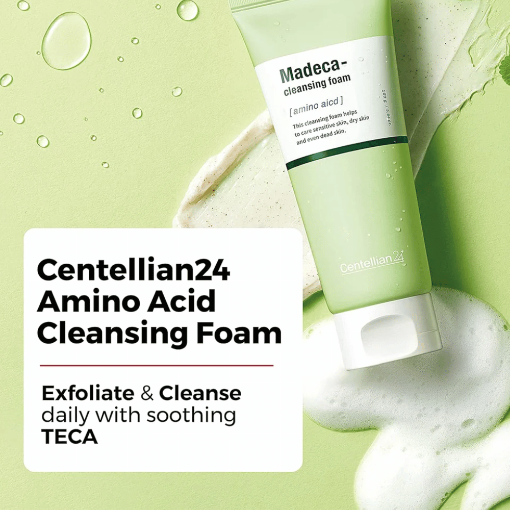 Centellian24 Madeca Amino Acid Cleansing Foam εικόνα προϊόντος – κορεάτικος αφρός καθαρισμού με TECA και αμινοξέα που απολεπίζουν απαλά, καθαρίζουν το δέρμα αποτελεσματικά και βοηθούν στην ενυδάτωση.