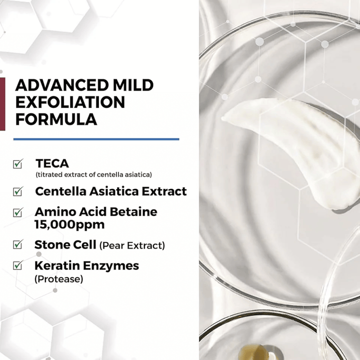 Centellian24 Madeca Amino Acid Cleansing Foam συστατικά – απαλή απολεπιστική φόρμουλα με TECA, εκχύλισμα Centella Asiatica, αμινοξέα και ένζυμα κερατίνης που βοηθούν στον απαλό καθαρισμό του δέρματος και την απομάκρυνση των νεκρών κυττάρων του δέρματος.
