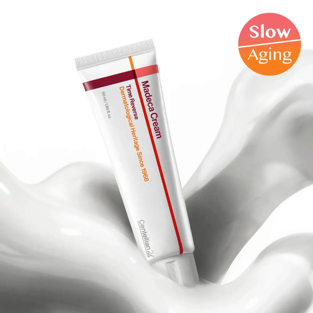 Centellian24 Madeca Cream Time Reverse σε υφή κρέμας με μήνυμα αργής γήρανσης, αναπτυγμένη για να καταπραΰνει το δέρμα, να μειώνει τον ερεθισμό και να υποστηρίζει τη φυσική διαδικασία αποκατάστασης του δέρματος.