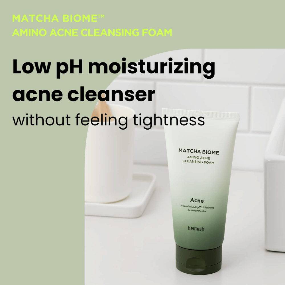 Heimish Matcha Biome Amino Acne Cleansing Foam – ενυδατικό καθαριστικό ακμής χωρίς αίσθηση ξηρότητας, ιδανικό για καθημερινή χρήση