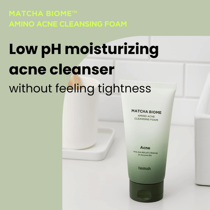 Heimish Matcha Biome Amino Acne Cleansing Foam – ενυδατικό καθαριστικό ακμής χωρίς αίσθηση ξηρότητας, ιδανικό για καθημερινή χρήση