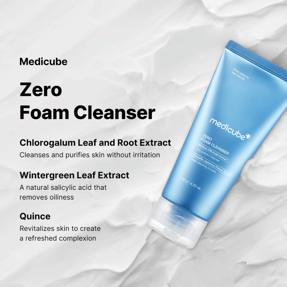 Medicube Zero Foam Cleanser – ένα απαλό και βαθύ καθαριστικό προσώπου.

🌿 Εκχύλισμα Chlorogalum – Καθαρίζει και καθαρίζει το δέρμα χωρίς ερεθισμούς.
🍃 Εκχύλισμα Wintergreen – Φυσικό σαλικυλικό οξύ που ισορροπεί την παραγωγή λιπαρότητας.
🍏 Εκχύλισμα κυδωνιού – Αναζωογονεί το δέρμα και δίνει φρέσκια λάμψη.

Ιδανικό για καθαρό, ισορροπημένο και αναζωογονημένο δέρμα!