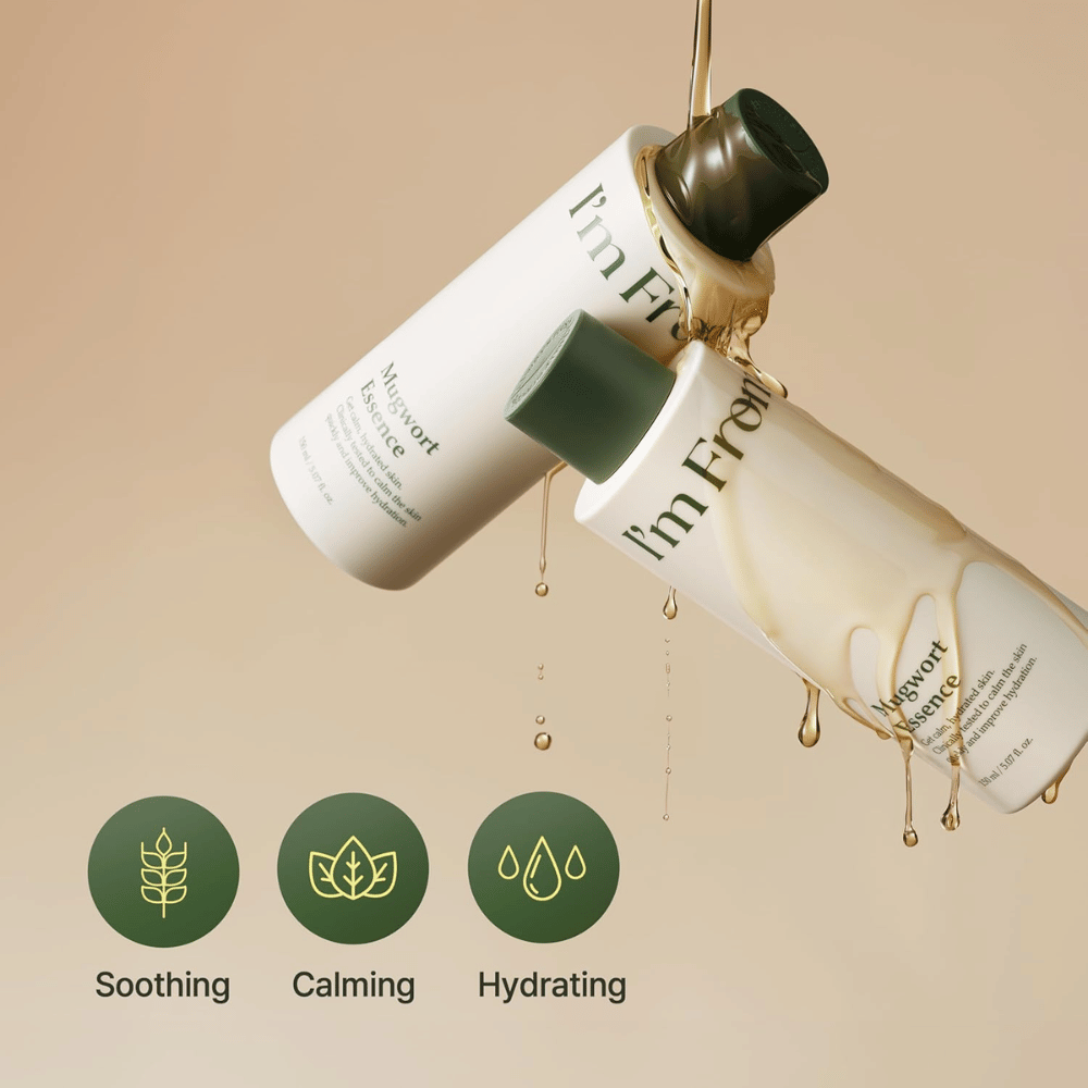 I'm From Mugwort Essence με εκχύλισμα mugwort που καταπραΰνει το ερεθισμένο δέρμα, ενυδατώνει εντατικά και βοηθά στην ενίσχυση του επιδερμικού φραγμού.