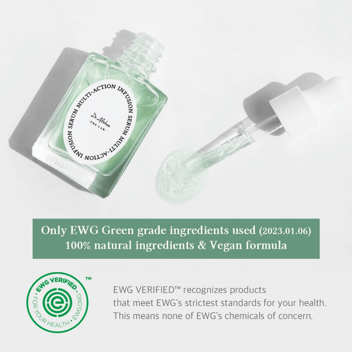 Dr. Althea Multi Action Infusion Serum με βίγκαν φόρμουλα και πιστοποιημένα συστατικά από την EWG, απαλό για ευαίσθητο δέρμα και χωρίς επιβλαβείς ουσίες.
