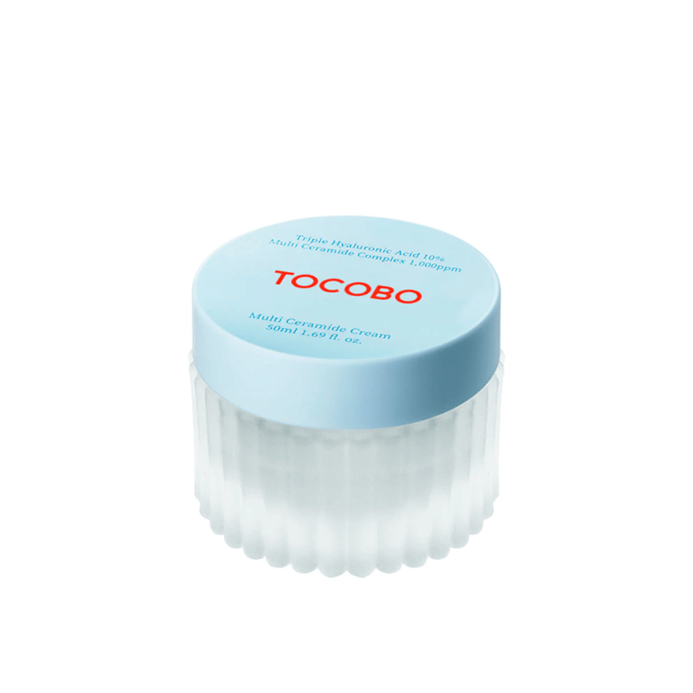 Η εικόνα δείχνει TOCOBO Multi Ceramide Cream, μια κρέμα δέρματος σχεδιασμένη για να θρέφει και να ενυδατώνει το δέρμα.