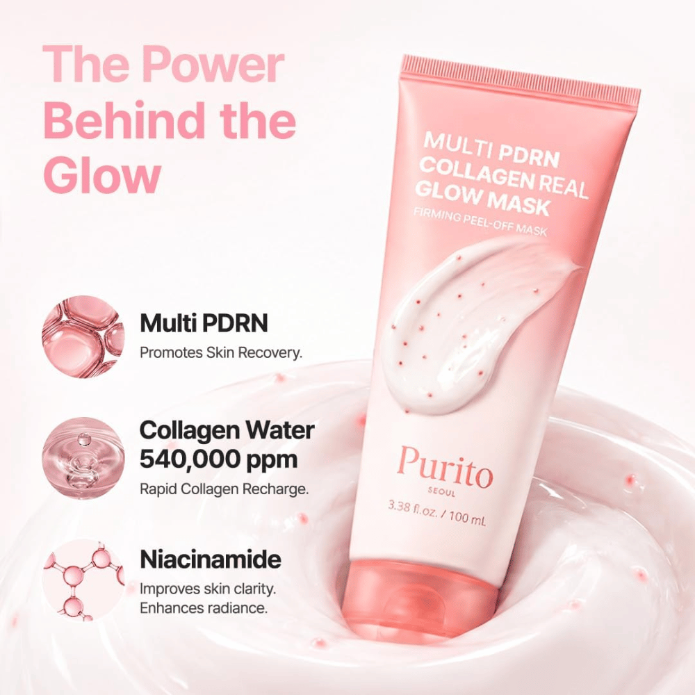Purito SEOUL Multi PDRN Collagen Real Glow Mask – μάσκα peel-off με PDRN, νερό κολλαγόνου και νιασιναμίδη για λάμψη