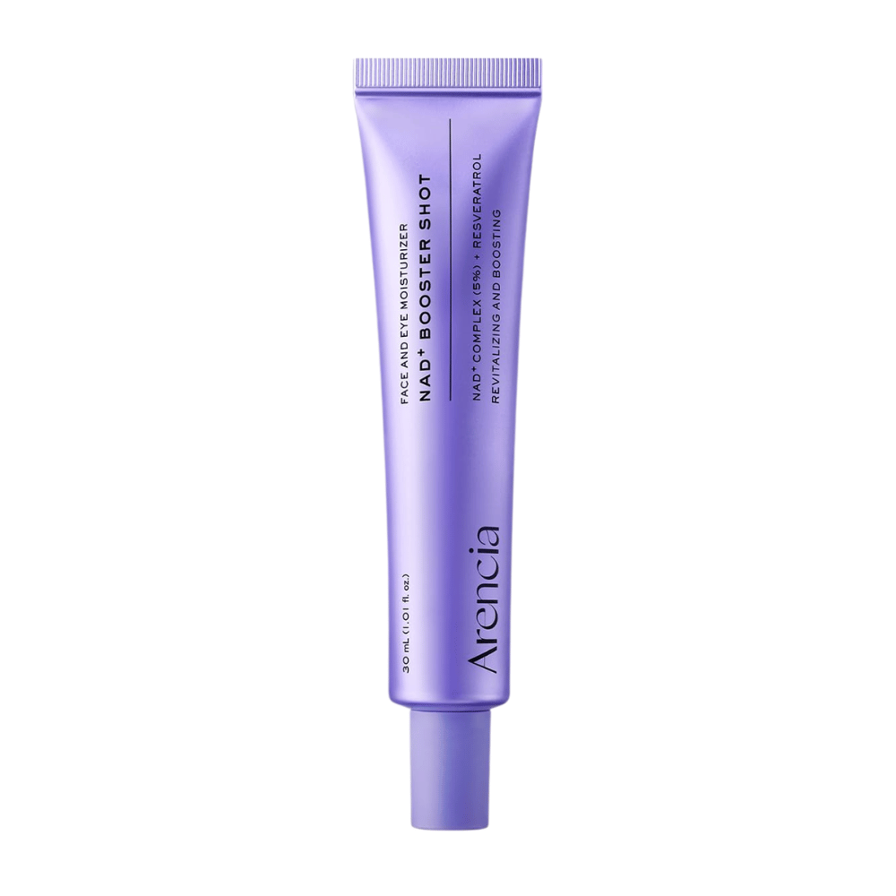 Arencia NAD+ Booster Shot 30 ml – κορεατική κρέμα προσώπου με NAD+ Complex και ρεσβερατρόλη για σύσφιξη, ενυδάτωση και λάμψη.