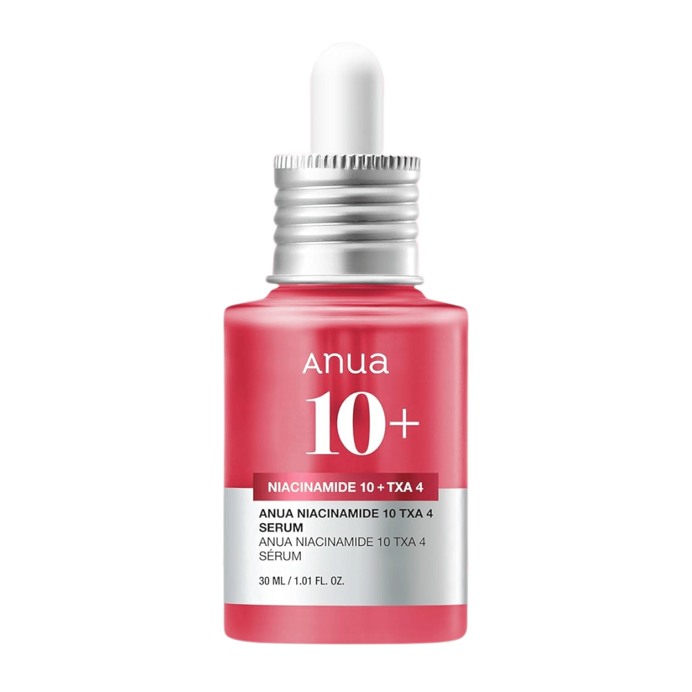 Anua Niacinamide 10% + TXA 4% Serum είναι ένας ισχυρός, χωρίς άρωμα ορός που εξισορροπεί τον τόνο του δέρματος, μειώνει τις ατέλειες και προσφέρει μια λαμπερή λάμψη.