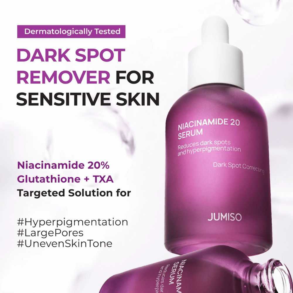 Jumiso Niacinamide 20 Serum – ισχυρός ορός με 20% νιασιναμίδη, γλουταθειόνη και TXA που μειώνει τις σκούρες κηλίδες και την υπερμελάγχρωση, κατάλληλος και για ευαίσθητο δέρμα.