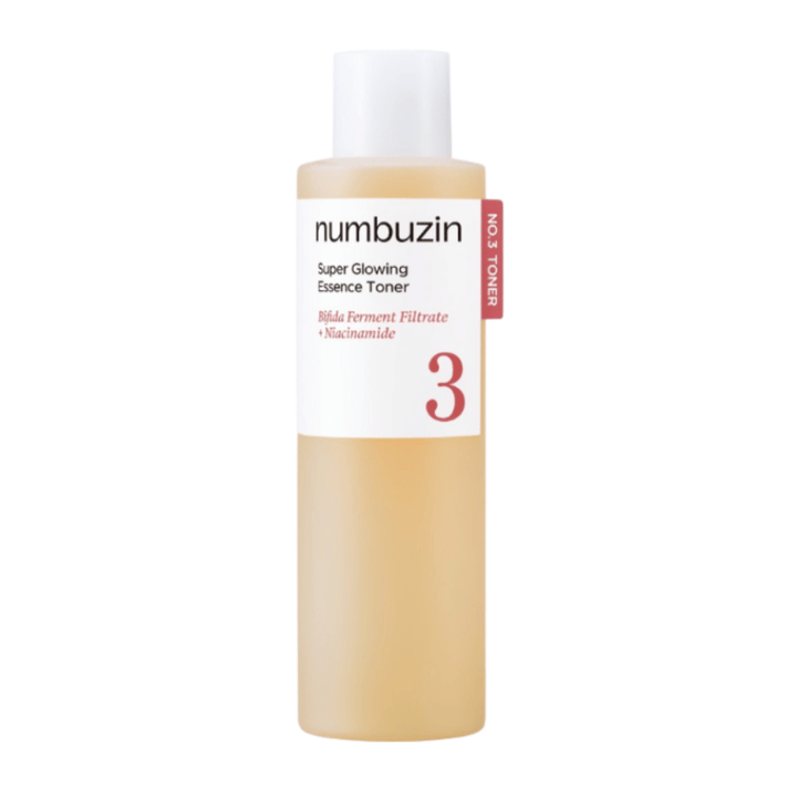 Numbuzin No.3 Super Glowing Essence Toner – λαμπερές νότες με διήθημα ζύμωσης μπιφίδας και νιασιναμίδη.