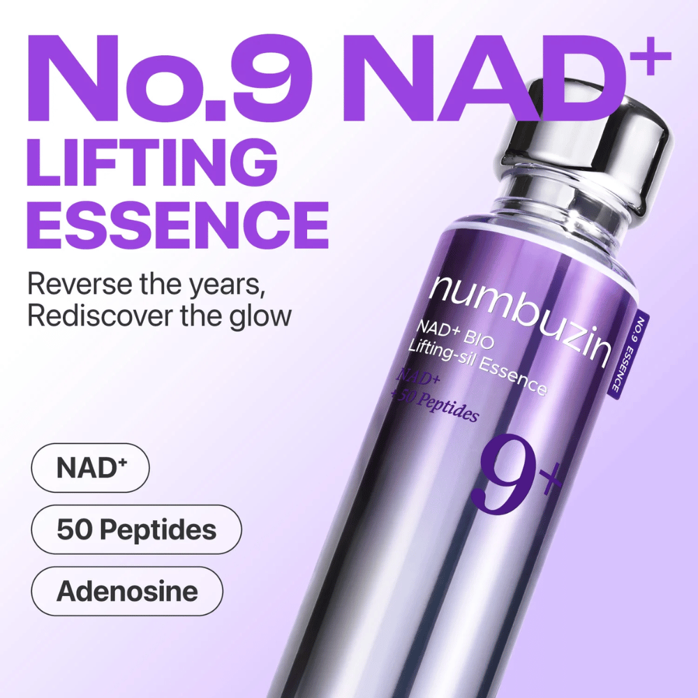 Numbuzin No.9 NAD+ Lifting Essence – ισχυρή ουσία με NAD+, πεπτίδια και αδενοσίνη που αποκαθιστά τη λάμψη και τη σφριγηλότητα του δέρματος.