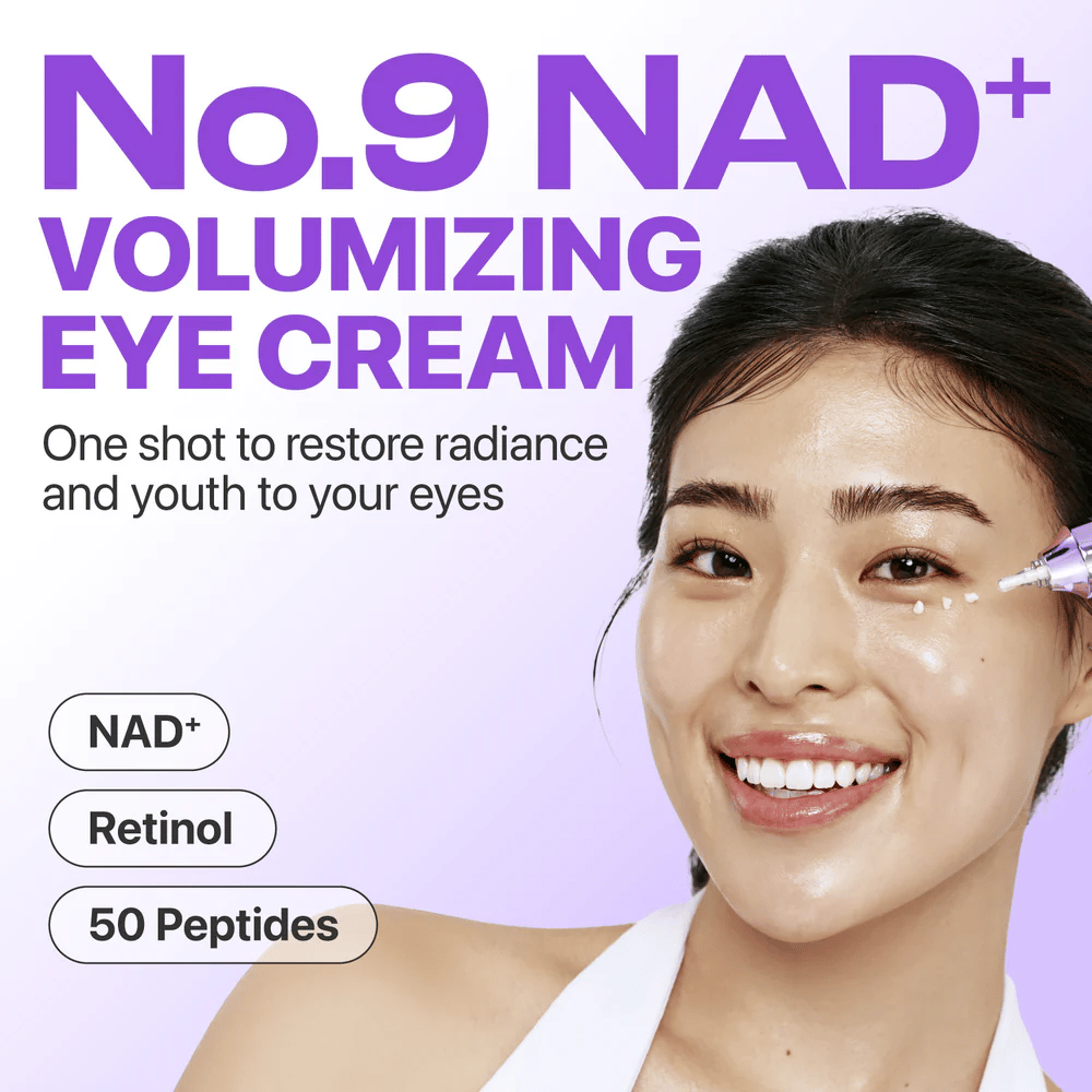 No.9 NAD+ Retinol Volumetox Eye Cream παρουσιάζεται ως κρέμα ματιών που δίνει όγκο και αποκαθιστά τη λάμψη και τη νεανική εμφάνιση γύρω από τα μάτια.