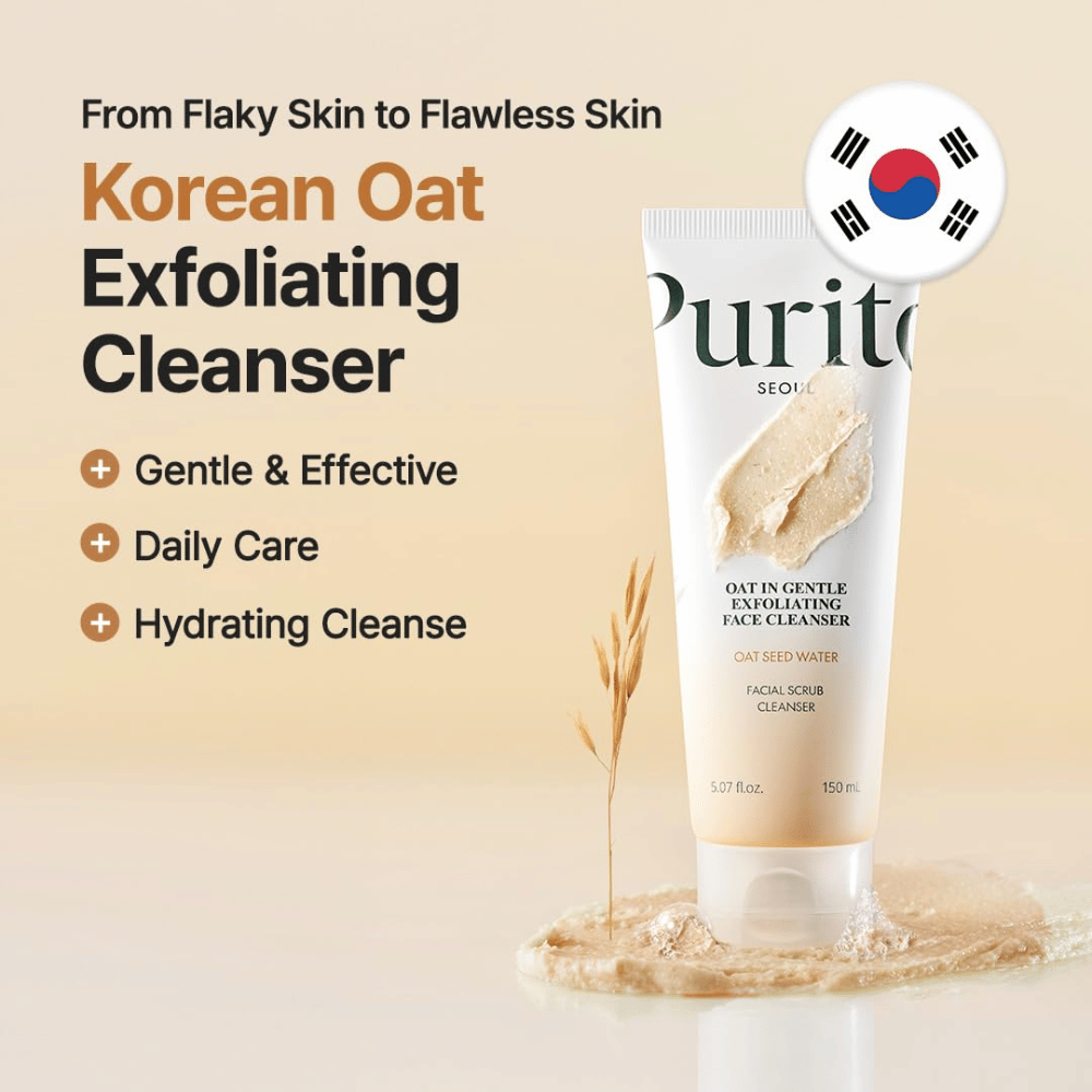 Purito Oat In Gentle Exfoliating Face Cleanser 150 ml – κορεάτικο καθαριστικό προσώπου με σωματίδια βρώμης για καθημερινή απαλή απολέπιση