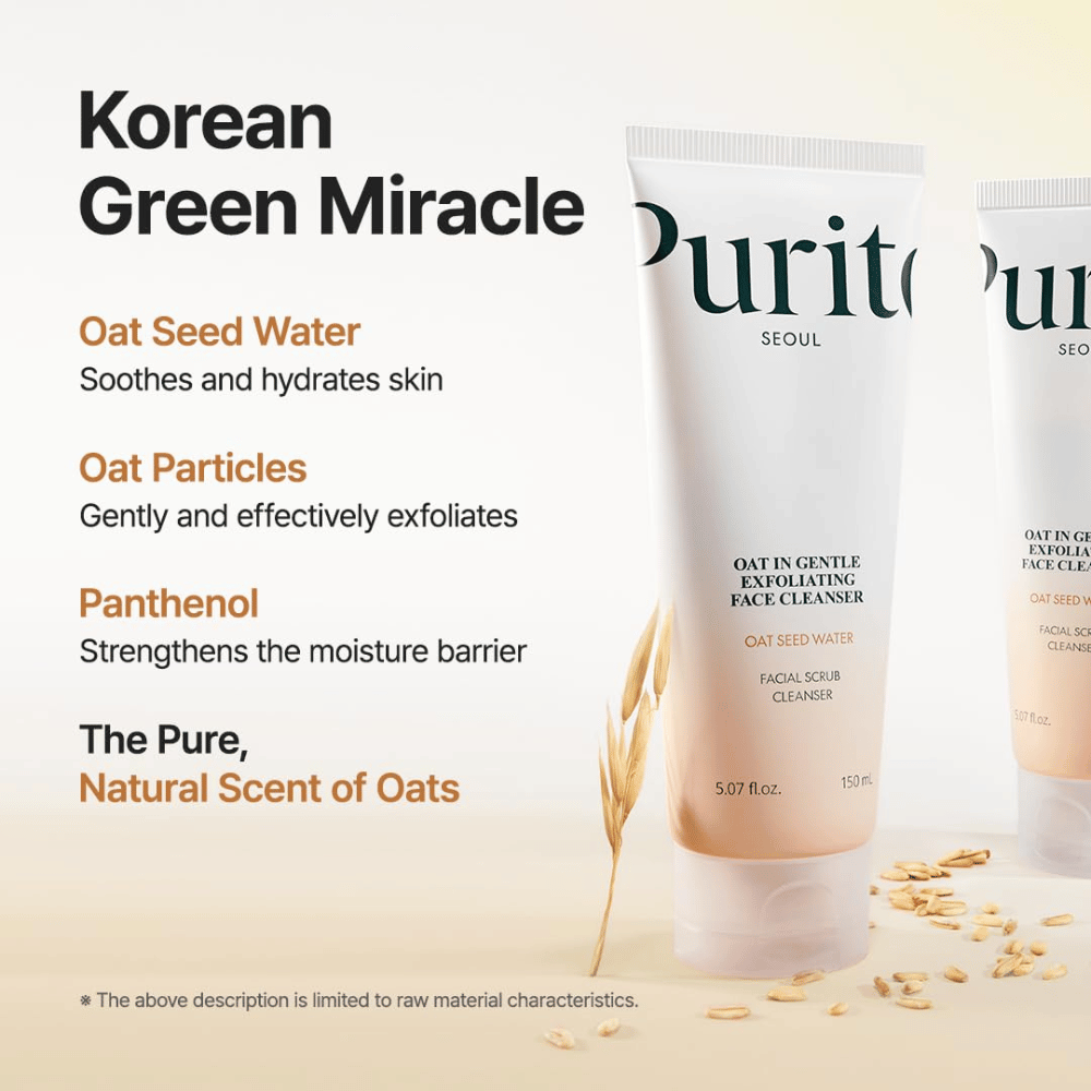 Purito SEOUL απολεπιστικό καθαριστικό με νερό σπόρων βρώμης και πανθενόλη – ενισχύει το δερματικό φραγμό και αφαιρεί απαλά τα νεκρά κύτταρα του δέρματος