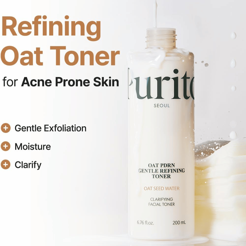 Purito Oat PDRN Gentle Refining Toner 200 ml – ήπια απολεπιστική λοσιόν που ενυδατώνει, καθαρίζει και ισορροπεί το δέρμα με τάση ακμής