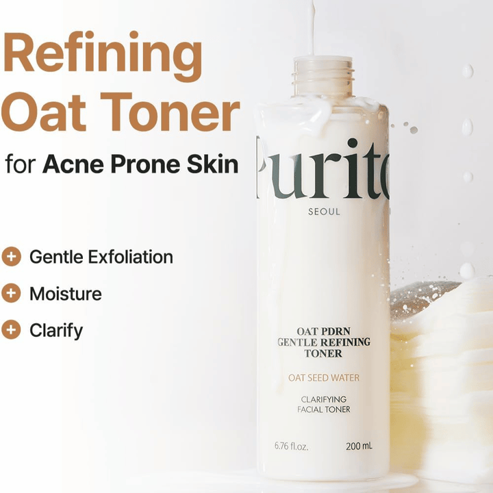 Purito Oat PDRN Gentle Refining Toner 200 ml – ήπια απολεπιστική λοσιόν που ενυδατώνει, καθαρίζει και ισορροπεί το δέρμα με τάση ακμής