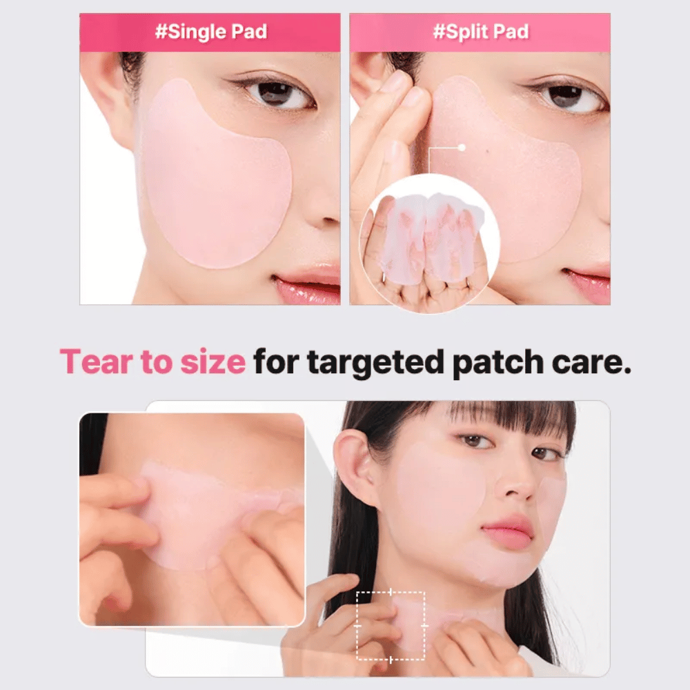 Διαχωριζόμενο hydrogel pad από το COSRX που μπορεί να χρησιμοποιηθεί τόσο ως ολόκληρη μάσκα προσώπου όσο και ως μικρότερα patches για στοχευμένη περιποίηση σε πρόσωπο και λαιμό.