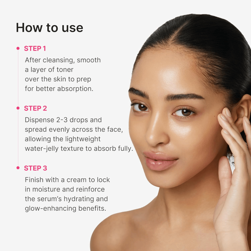 Medicube PDRN Collagen Glow Jelly Serum με οδηγό βήμα-βήμα για εφαρμογή μετά τον καθαρισμό και το τόνερ