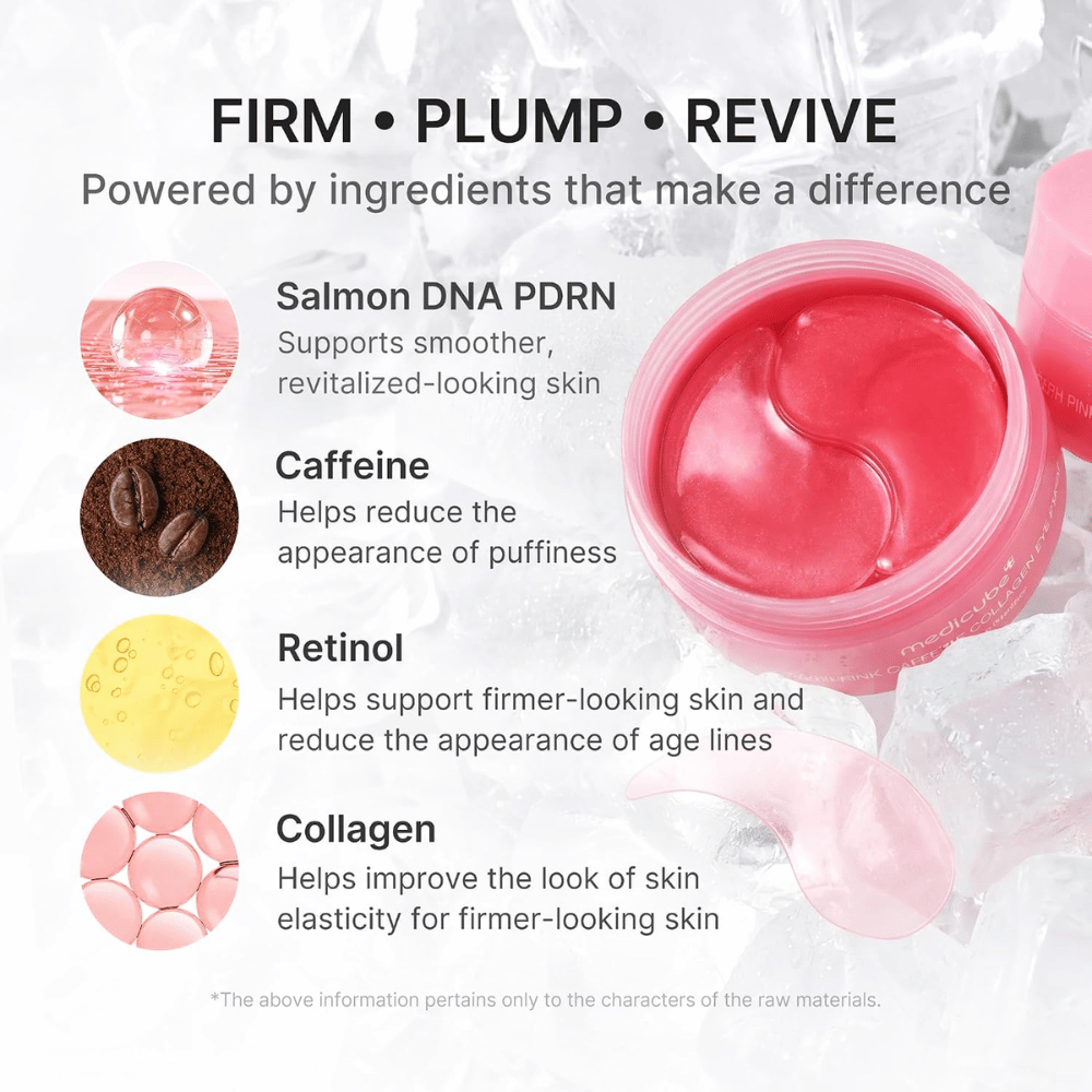 3. Medicube PDRN Pink Caffeine Collagen Eye Patch – με PDRN, καφεΐνη, ρετινόλη και κολλαγόνο για πιο σφριγηλή επιδερμίδα και μειωμένο πρήξιμο