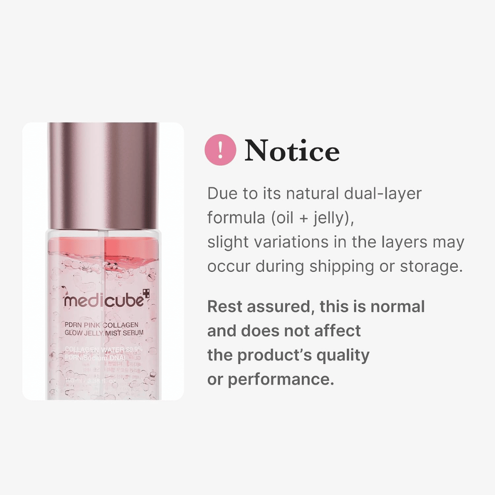 1. Medicube PDRN Pink Collagen Glow Jelly Mist Serum – διφασική φόρμουλα με λάδι και ζελέ που μπορεί να διαχωριστεί φυσικά