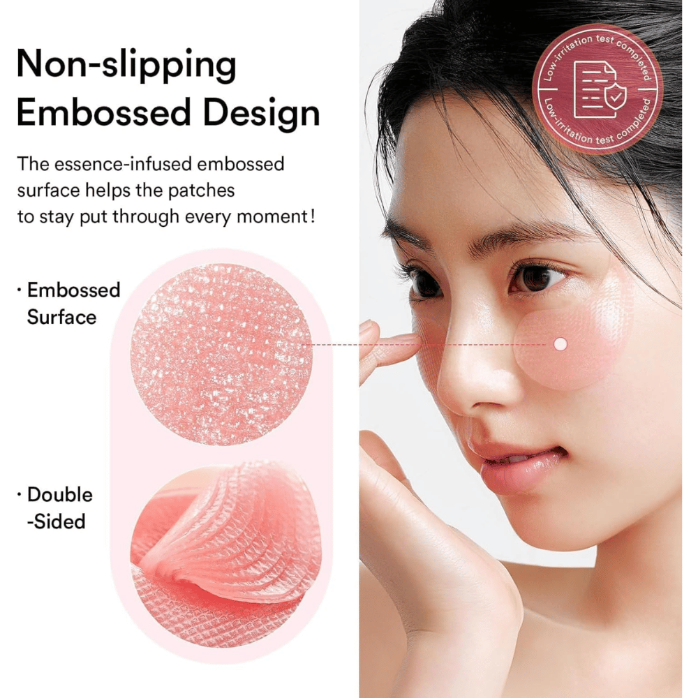 Abib PDRN Retinal Eye Patch Glow Jelly με ανάγλυφη επιφάνεια που παραμένει στη θέση της και παρέχει εντατική φροντίδα κάτω από τα μάτια κατά των μαύρων κύκλων και των λεπτών γραμμών.