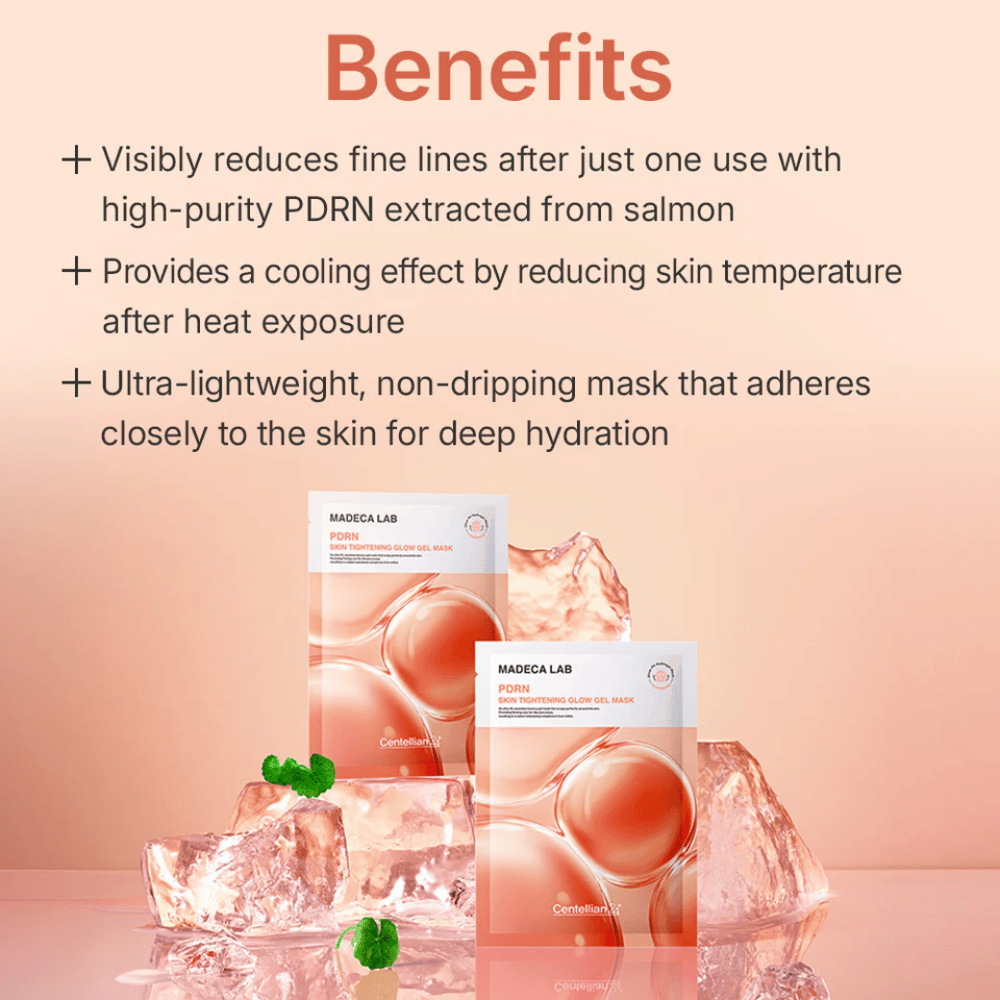 MADECA LAB PDRN Skin Tightening Glow Gel Mask – συσφικτική μάσκα γέλης με PDRN από σολομό που προσφέρει δροσιστική επίδραση, εντατική ενυδάτωση και ορατά πιο λείο δέρμα.