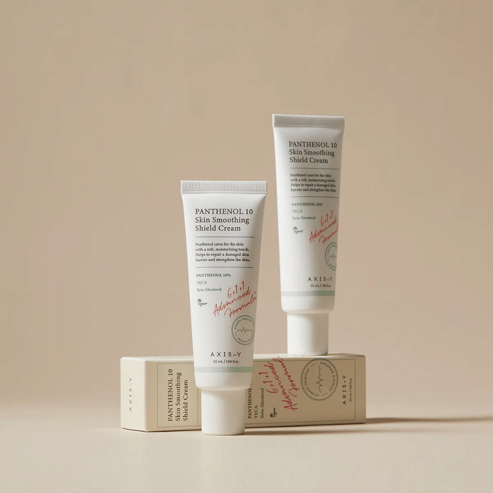AXIS-Y Panthenol 10 Skin Smoothing Shield Cream με προϊόν και συσκευασία