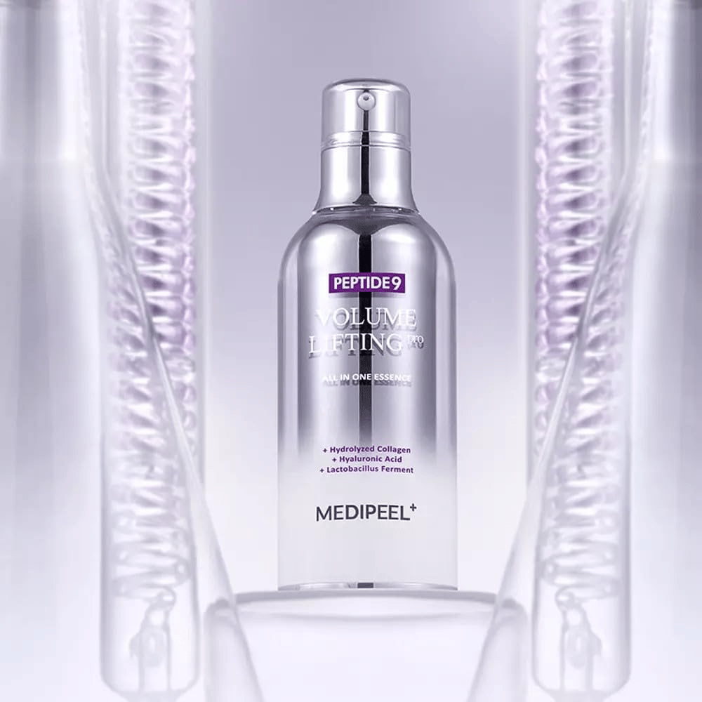 Medi-Peel Peptide 9 Volume Lifting Essence περιποίηση δέρματος – κορεατική ουσία με πεπτίδια και κολλαγόνο που βοηθά στη μείωση των λεπτών γραμμών και στην ενίσχυση του δερματικού φραγμού.