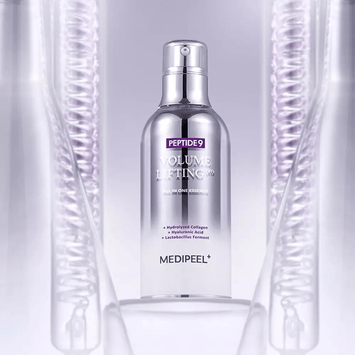 Medi-Peel Peptide 9 Volume Lifting Essence περιποίηση δέρματος – κορεατική ουσία με πεπτίδια και κολλαγόνο που βοηθά στη μείωση των λεπτών γραμμών και στην ενίσχυση του δερματικού φραγμού.